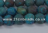 CAG9494 15.5 inches 8mm round matte blue crazy lace agate beads