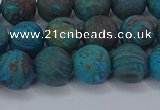 CAG9495 15.5 inches 10mm round matte blue crazy lace agate beads