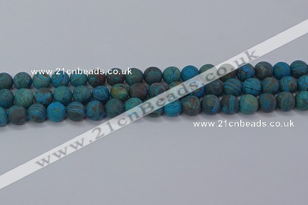 CAG9495 15.5 inches 10mm round matte blue crazy lace agate beads