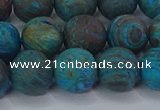 CAG9496 15.5 inches 12mm round matte blue crazy lace agate beads