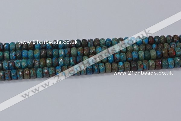 CAG9504 15.5 inches 5*8mm faceted rondelle blue crazy lace agate beads