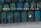 CAG9505 15.5 inches 6*10mm faceted rondelle blue crazy lace agate beads