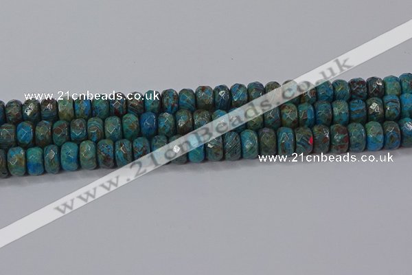 CAG9505 15.5 inches 6*10mm faceted rondelle blue crazy lace agate beads