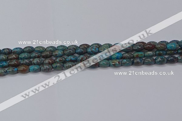 CAG9510 15.5 inches 5*8mm rice blue crazy lace agate beads