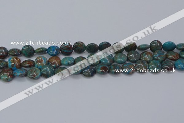 CAG9514 15.5 inches 12mm flat round blue crazy lace agate beads