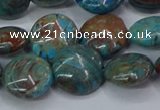 CAG9515 15.5 inches 14mm flat round blue crazy lace agate beads
