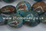 CAG9516 15.5 inches 16mm flat round blue crazy lace agate beads