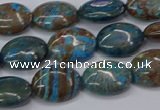 CAG9520 15.5 inches 10*14mm oval blue crazy lace agate beads