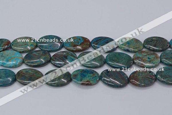 CAG9524 15.5 inches 18*25mm oval blue crazy lace agate beads