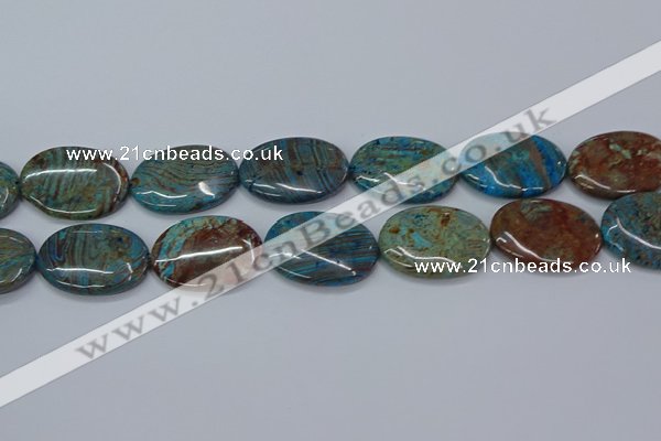 CAG9526 15.5 inches 25*35mm oval blue crazy lace agate beads