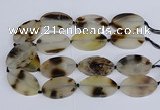 CAG9533 15.5 inches 30*50mm oval grey agate gemstone beads