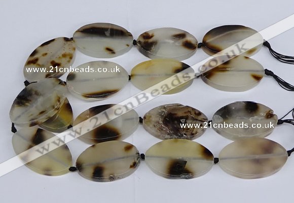 CAG9533 15.5 inches 30*50mm oval grey agate gemstone beads