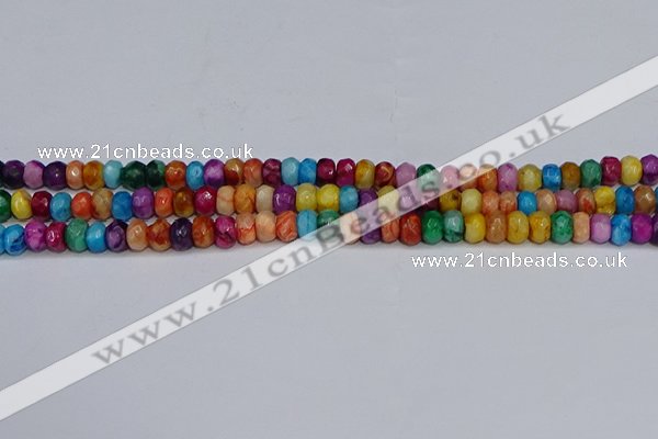 CAG9584 15.5 inches 4*6mm faceted rondelle crazy lace agate beads