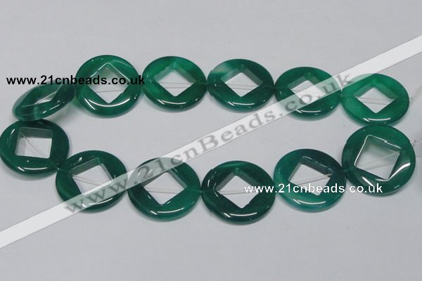 CAG966 15.5 inches 32mm donut green agate gemstone beads wholesale