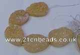 CAG9671 7.5 inches 30*40mm teardrop champagne plated druzy agate beads