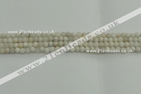 CAG9700 15.5 inches 4mm round matte grey agate beads wholesale