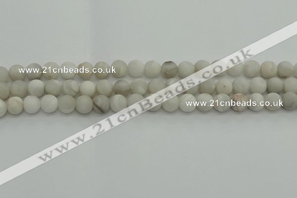 CAG9702 15.5 inches 8mm round matte grey agate beads wholesale