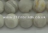 CAG9704 15.5 inches 12mm round matte grey agate beads wholesale