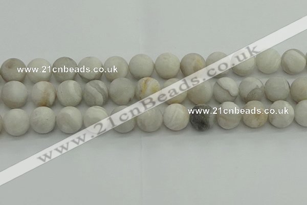 CAG9705 15.5 inches 14mm round matte grey agate beads wholesale