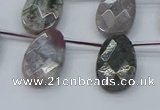 CAG9746 Top drilled 13*22mm faceted flat teardrop Indian agate beads