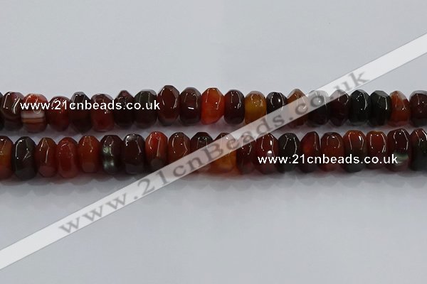 CAG9766 15.5 inches 8*16mm faceted rondelle agate gemstone beads