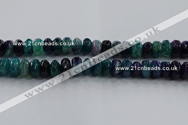 CAG9767 15.5 inches 8*16mm faceted rondelle agate gemstone beads