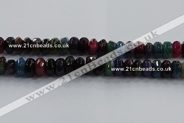 CAG9771 15.5 inches 8*16mm faceted rondelle agate gemstone beads