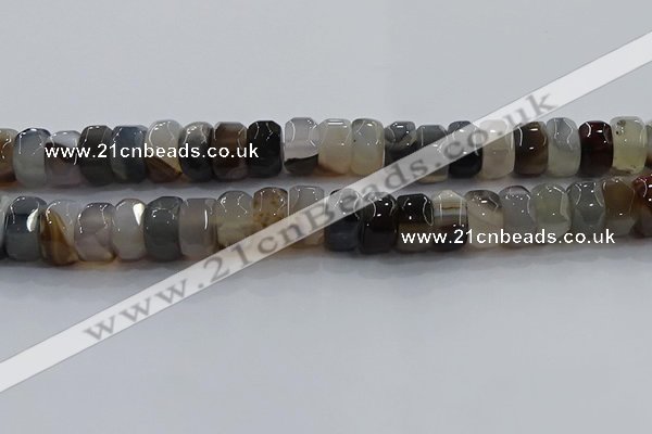 CAG9775 15.5 inches 8*16mm faceted rondelle agate gemstone beads