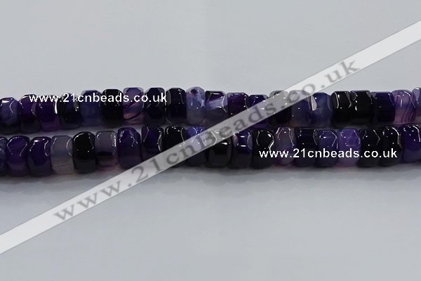 CAG9778 15.5 inches 8*16mm faceted rondelle agate gemstone beads