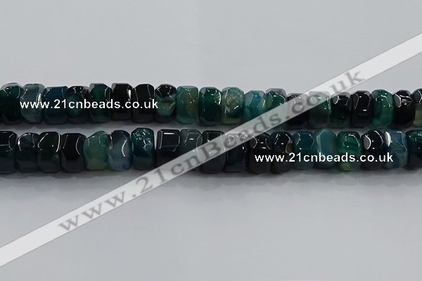 CAG9784 15.5 inches 8*16mm faceted rondelle agate gemstone beads