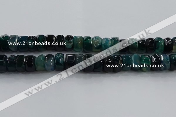 CAG9784 15.5 inches 8*16mm faceted rondelle agate gemstone beads