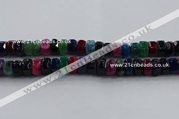 CAG9788 15.5 inches 8*16mm faceted rondelle agate gemstone beads