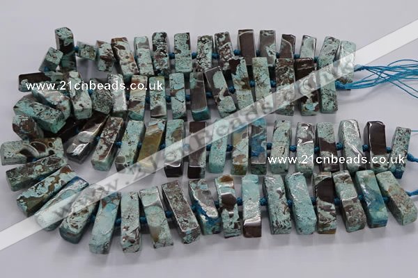 CAG9798 15.5 inches 9*25mm - 10*35mm cuboid ocean agate beads