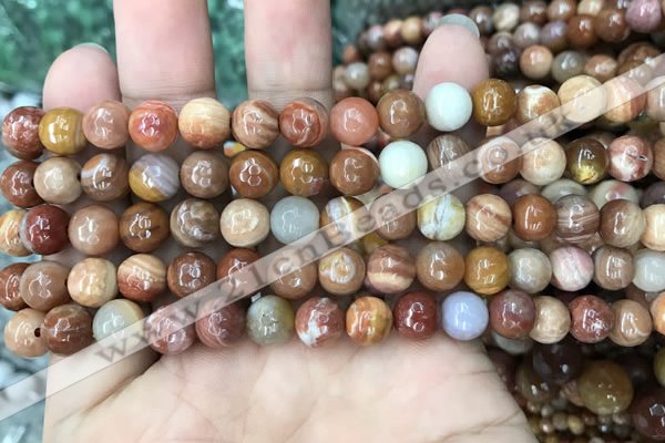 CAG9812 15.5 inches 8mm faceted round wood agate beads