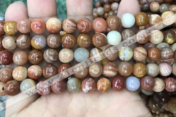 CAG9813 15.5 inches 10mm faceted round wood agate beads