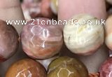 CAG9814 15.5 inches 12mm faceted round wood agate beads