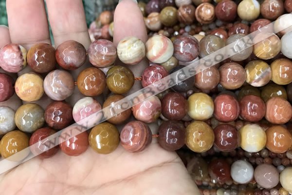 CAG9814 15.5 inches 12mm faceted round wood agate beads