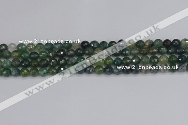 CAG9824 15.5 inches 6mm faceted round moss agate beads