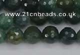 CAG9825 15.5 inches 8mm faceted round moss agate beads