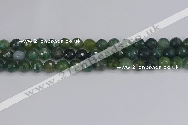 CAG9826 15.5 inches 10mm faceted round moss agate beads