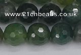 CAG9827 15.5 inches 12mm faceted round moss agate beads