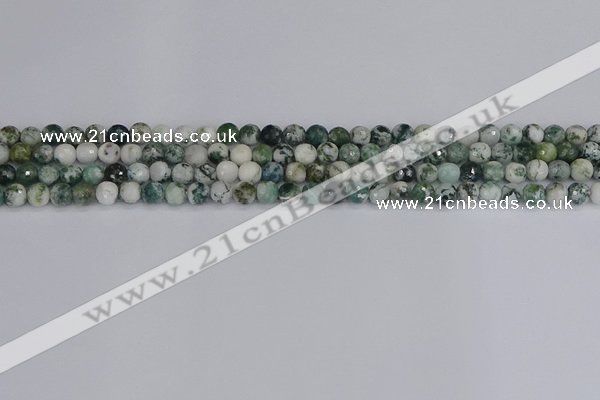 CAG9837 15.5 inches 4mm faceted round tree agate beads