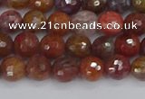 CAG9845 15.5 inches 4mm faceted round red moss agate beads