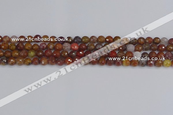 CAG9845 15.5 inches 4mm faceted round red moss agate beads