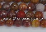 CAG9846 15.5 inches 6mm faceted round red moss agate beads