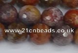 CAG9848 15.5 inches 10mm faceted round red moss agate beads