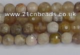 CAG9852 15.5 inches 4mm faceted round ocean fossil agate beads