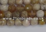 CAG9853 15.5 inches 6mm faceted round ocean fossil agate beads