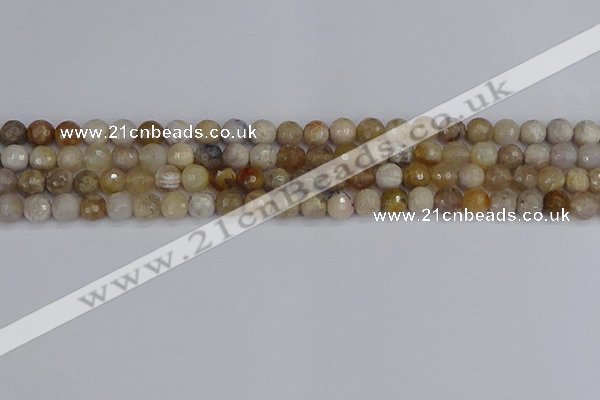 CAG9853 15.5 inches 6mm faceted round ocean fossil agate beads