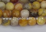 CAG9869 15.5 inches 6mm faceted round yellow crazy lace agate beads